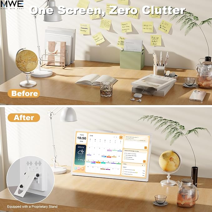 24 Inch Touchscreen Digital Calendar, Wall Planner, Desktop Smart Electronic Calendar, 8GB+128GB Android 13, Supports Google Play Apps, Office Desk Assistant & Family Schedules, Wall/Desk Stand