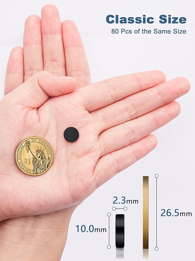 SMARTAKE 80 Pcs Refrigerator Magnets, Small Round Fridge Magnets, Multi-Use Premium Neodymium Office Magnets for Fridge, Whiteboard, Billboard in Home, Kitchen, Office and School (Black)