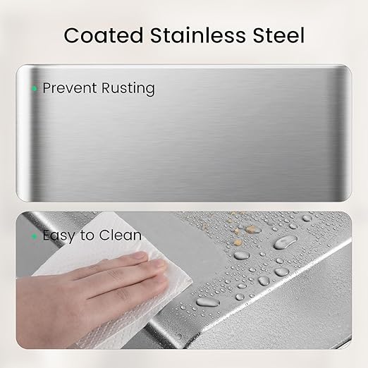 Cesun Small Bathroom Trash Can 2.1 Gallon Wastebasket, Modern Metal Garbage Can Office Waste Basket, Silver Stainless Steel Trash Bin for Bedroom, Home Office, Toilet, rv, Near Desk, Under Sink.