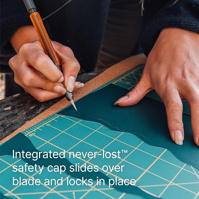 Slice 10518 Craft Knife, Finger-Friendly Edge, Safer Choice, Never Rusts, Lasts 11x Longer Than Metal, Precision Cutting, Never-Lost Safety Cap