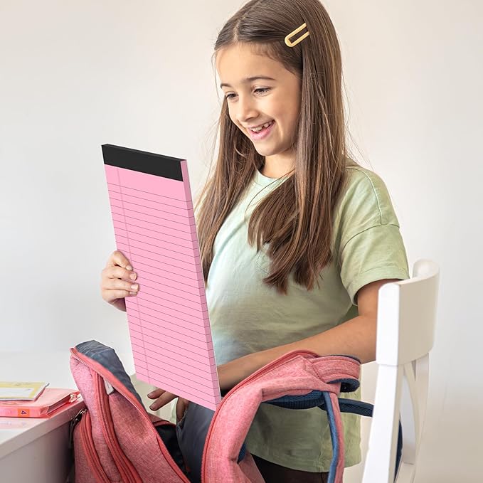 Colored Legal Pads 8.5x11 Legal Pads 2 Pack Wide Ruled Notepads Colored Note Pads 8.5x11 Perforated Legal Notepads 21LB Legal Pad 30 Sheets Writing Pads for School, College, Office (Pink/Blue)