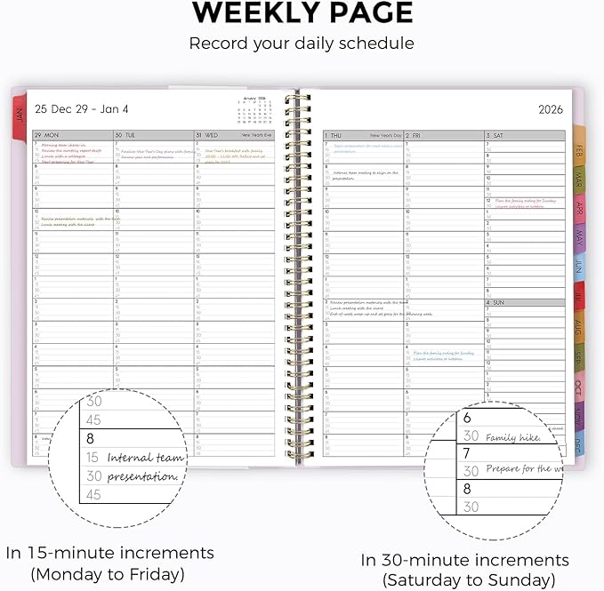 SKYDUE 2026 Appointment Book, 8.5" x 11", Hourly Planner with 15 & 30-Minute Increments, Weekly & Monthly Planner for January - December 2026, Perfect for Daily Planning Purple