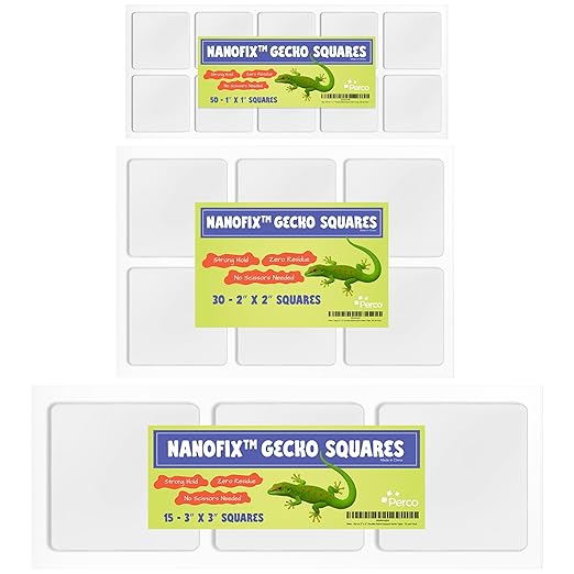 Nano Double Sided Tape Squares, Clear Tape, 95 Pre-Cut Mounting Squares – 50 1"x1", 30 2"x2", 15 3"x3" – Multi-Size Adhesive for Wall Décor, Crafts, DIY, Office, Home Use, Multi-Purpose Projects