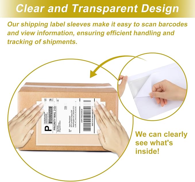 AZUREAL 60PCS Shipping Label Sleeves, 6.7" x 9.8" Packing Slip Pouches, Packing List Envelopes/Shipping Label Envelopes for Mailing, Packing List, Packaging, Protective Documents