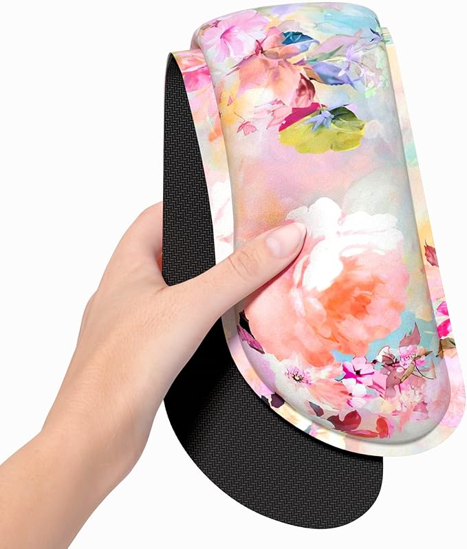 Dapesuom Enlarge Keyboard Wrist Rest, Memory Foam Wrist Cushion for Desk Mats Support, Cute Flower Pain Relief Keyboard Mouse Pad Rests Set with Non-Slip Base for Gaming Laptop Office, Peonies Floral