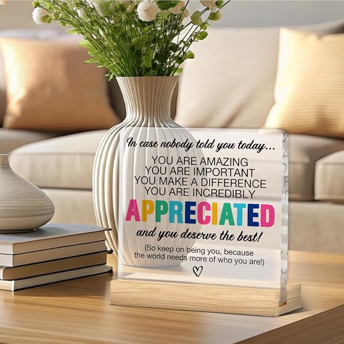 Thank You Appreciation Gifts for Colleague Coworker Boss Teacher, Inspirational Gifts for Women Men, Affirmation Gifts You Are Incredibly Appreciated Acrylic Desk Sign Decor