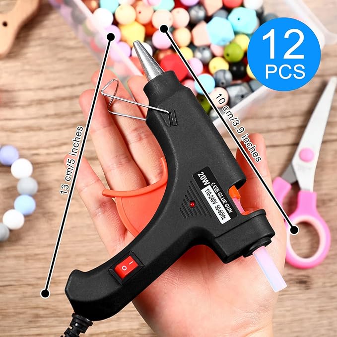 Zhengmy 12 Pieces Mini Hot Glue Gun Crafts Hot Melt Guns Fast Preheating and Easy Squeeze Trigger for School DIY Arts Class Projects Office Home Quick Repairs (Black)