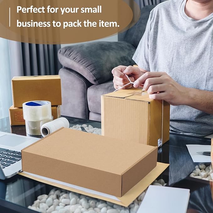 Eupako 11x8x2" Brown Shipping Boxes Corrugated Box Mailers 20 Pack Cardboard Shipping Boxes for Small Business, Mailing