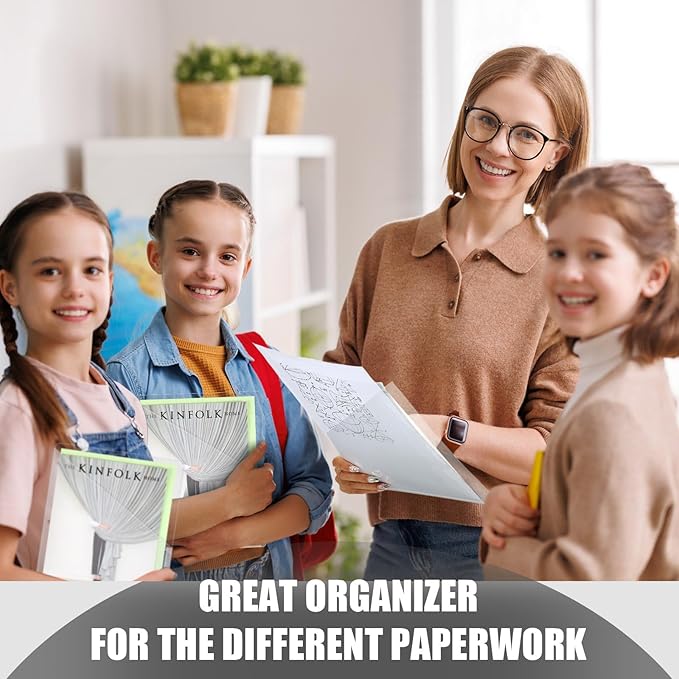 Seajan 24 Pcs Pocket Folders for 3 Ring Binder Clear Plastic Folders Sleeves with 2 Pockets 3 Hole Punch Binder Dividers Poly Slash File Jackets for Office School Document Organizer (White)