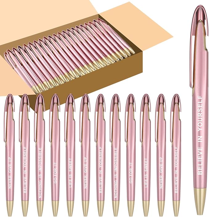 Lincia 100 Pcs Motivational Ballpoint Pens Bulk Retractable Medium Point Pens with Black Ink Inspiration Thank You Gifts for Teacher, Back to School, Christmas