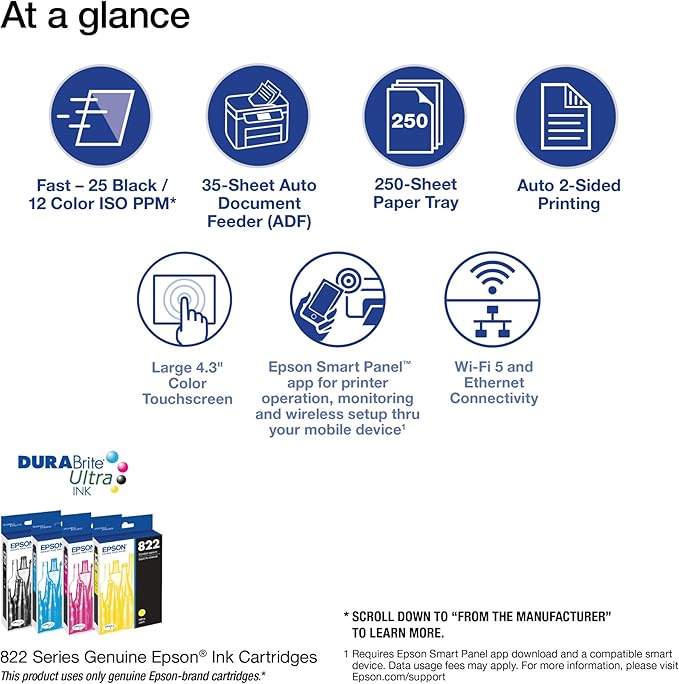 Epson® Workforce® Pro WF-4820 Wireless All-in-One Printer and EcoTank ET-2400 Cartridge-Free Supertank Printer Bundle