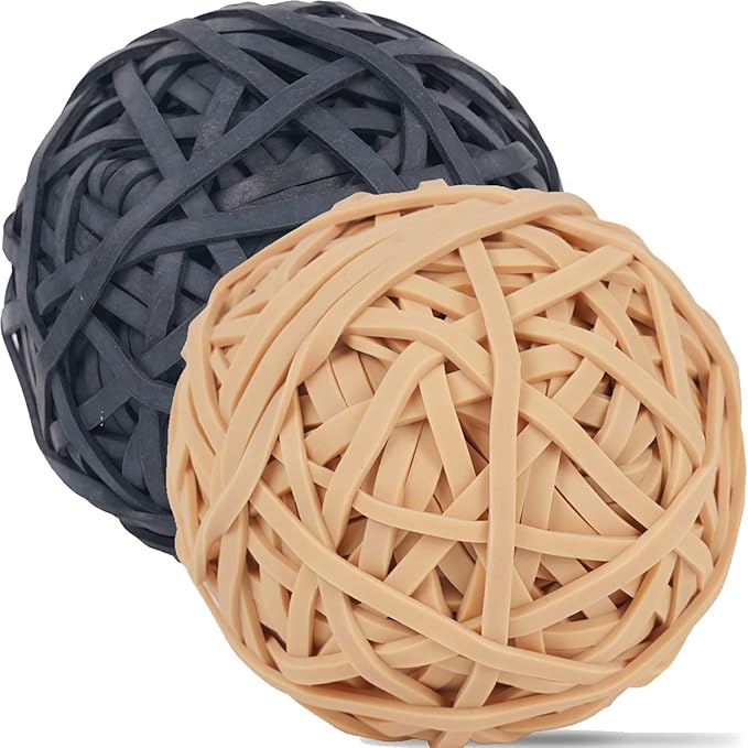 Rubber Band Ball #33 black rubber bands Light brown 2 Pack ball About 260pcs elastic Bands for Office School Home Strong Elastic Band Loop Office Supplies