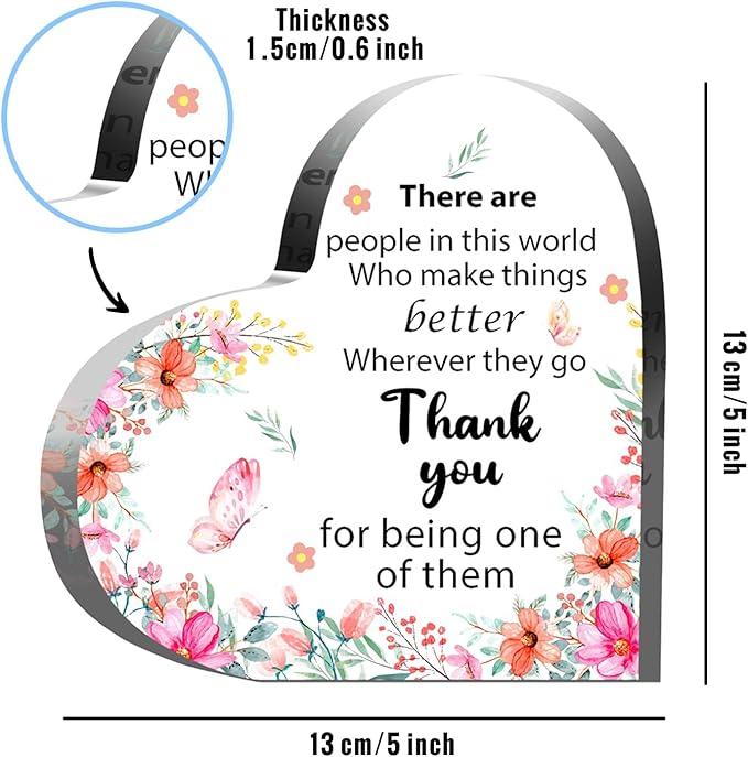 Appreciation Gifts for Women, Acrylic Heart Keepsake,Inspirational Gifts for Coworker Boss, Office Going Away Farewell Retirement Gifts,Thank You Gifts for Women,Graduation Gifts