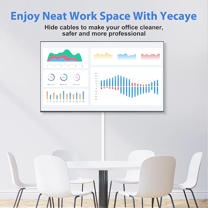 Yecaye Cord Hider, 113in One-Cord Cable Concealer, Cord Covers for Wires on Wall, Easy Install Cable Management Kit for 2 Small Wires, Cables Raceway Home Office, W0.59in H0.4in, White