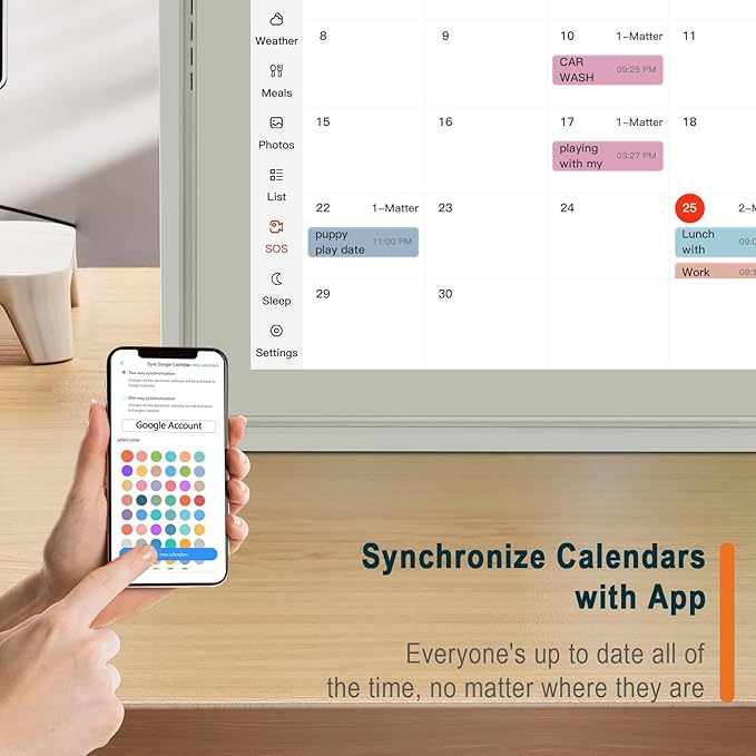 Digital Calendar 15.6 Inch Smart Family Planner & Chore Chart, 1920×1080P Full HD Touchscreen Interactive Display, WiFi Sync, Wall & Desk Mountable, Meal Planner & Home Organizer for Family Schedules & Routines, 2025 Calendar