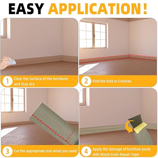 GSCIT Club Wood Grain Repair Tape, 15.7 inch X 15ft Self Adhesive Silver Walnut Grain Repair Patch for Tables, Chairs, Baseboards, Doors, Windows, Floors, Handicraft DIY.