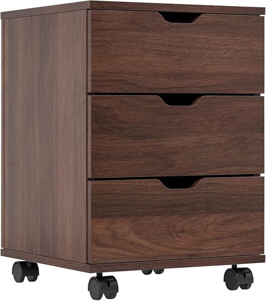 Farini Mobile File Cabinet for Home Office, 3 Drawer Chest Wood, Drawers Unit for Under Desk, Storage Drawers Cabinet Brown