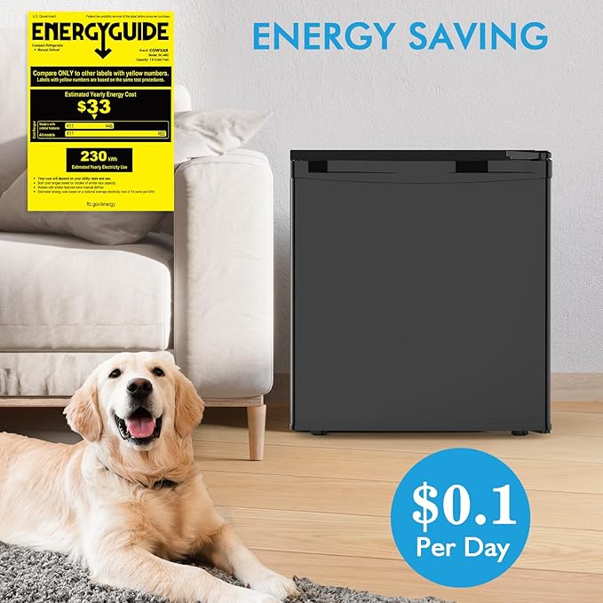 COWSAR 1.6 Cu.Ft Compact Fridge with Freezer, Compact Refrigerator with 7 Temperature Settings, Energy-efficient Low Noise Small Refrigerator Suitable For Dorm, Office, Bar, RV, Bedroom,Commercial
