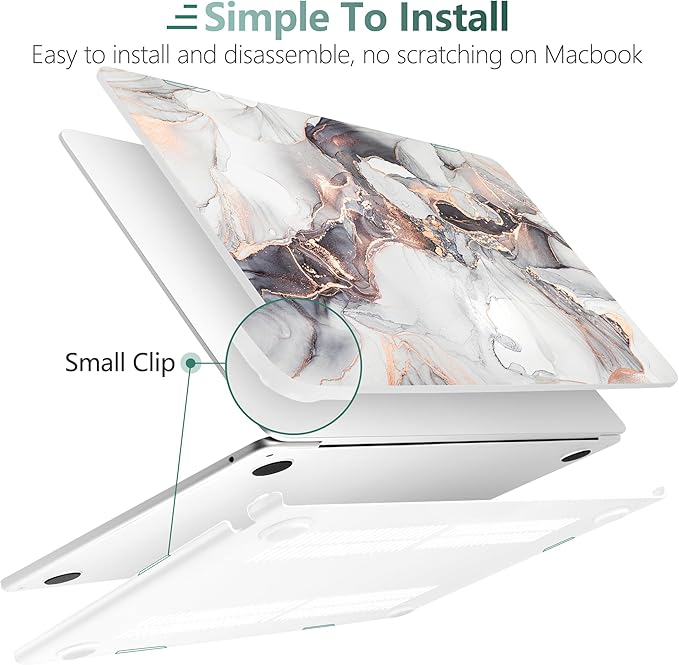 DONGKE Compatible with M4 MacBook Air 15 inch Case 2025 2024 2023 A3241 A3114 A2941 M3 M2 Liquid Retina Display Touch ID, Plastic Hard Case & Keyboard Skin & Screen Protector - Abstract Marble