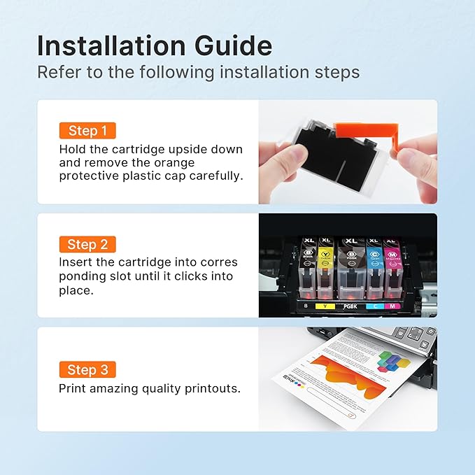 E-Z Ink 270 271 XL Ink Cartridges Compatible for Canon PGI-270XL CLI-271XL 6 Color Value Pack, use with TS9020 MG7720 TS8020 MG5720 MG5721 MG5722 MG6820 MG6821 MG6822 TS5020 TS6020 Printer