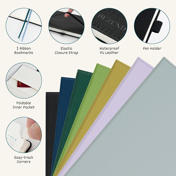 BEZEND Pocket Planner 2025-2026 Weekly with 2 Columns, 18-Month Academic Calendar (Jul 25-Dec 26), Life Work Appointment, Storage Pocket, Pen Holder, PU Leather Hardcover 3.5" x 6" - Dutch Blue