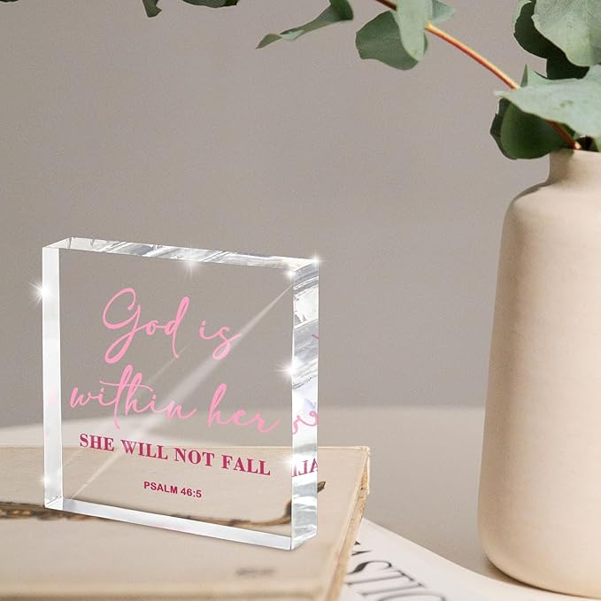 Christian Home Desk Decor for Women, Bible Verse Desk Spiritual Acrylic Plaque Decor Sign for Birthday Mom Sister Friends, Inspirational Religious Gift