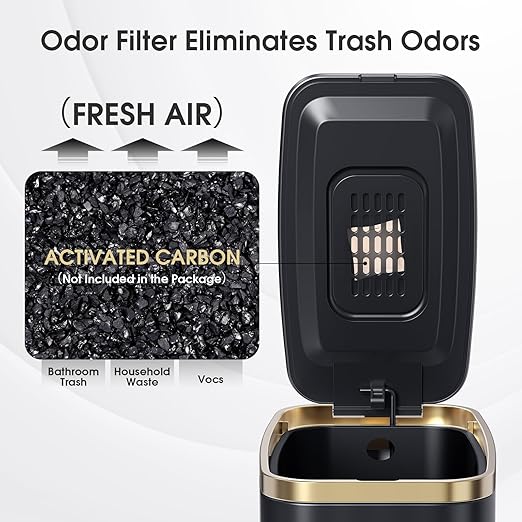 CEROELDA Small Bathroom Trash Can with Lid Soft Close-5L/1.3 Gal Slim Garbage Can-Metal Step Wastebasket-Rectangle Narrow Waste Bin for Office, Bedroom, Toilet, Live Room-Black