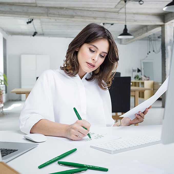 Lelix Felt Tip Pens, 30 Green Pack, 0.7mm Medium Point, Felt Tip Markers Pens for Journaling, Writing, Note Taking, Planner, Perfect for School Office and Art Supplies