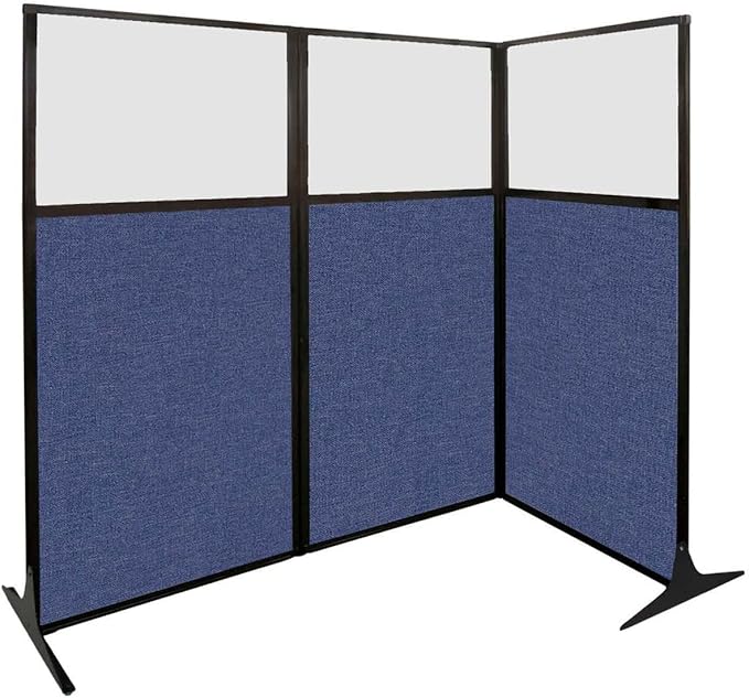 Versare Office Workstation Screen | Portable Wall Divider | Modern Cubicle | Freestanding Privacy Screen | Flexible Work Space | 3 Panels | 99" Wide x 70" Tall Marble Gray SoundSorb Panels