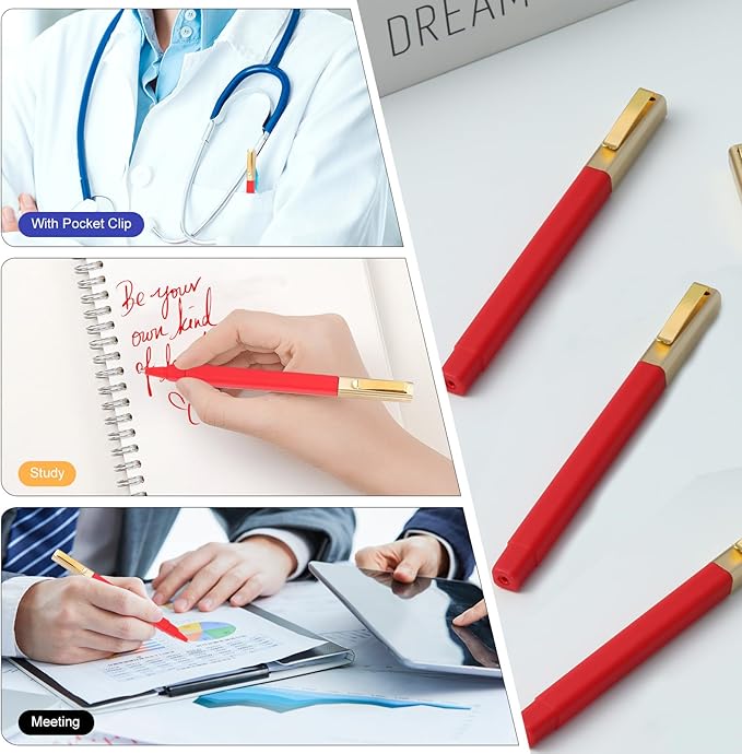 36 Pack Gel Pens Red 0.5mm Medium Point Red Gel Ink Pens with Cap Quick Drying Ballpoint Pen Smooth Writing Fine Point Pen for Journaling School Office Supplies