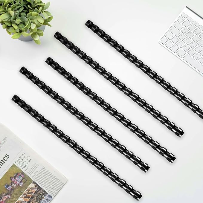 HOUYEE 5/8 Inch Plastic Binding Comb 19 Ring, 125 Sheet Capacity, Letter Size Black Comb Binding Spines (30 Pack)