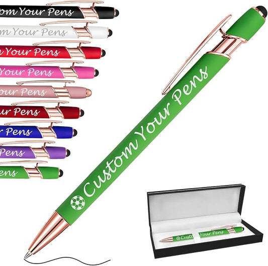 Amlion Personalized Custom Pens with Name Engraved Logo Text,Customized Writing Stylus Pen Promotional Item Gift for Men Women Office Business Wedding-Lighr Green