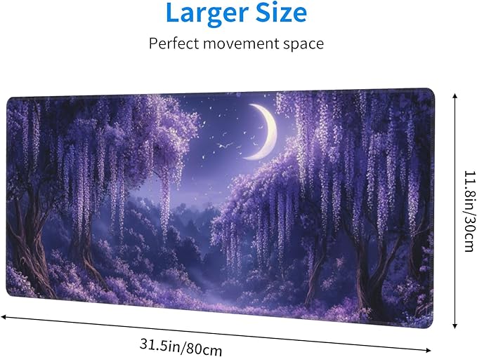 Purple Forest Desk Mat Large Gaming Mouse Pad Fantasy Forest Extended Mousepad Big in Laptop Computer Mouse Keyboard Mat for Office Desk Decor 35.5x16 in