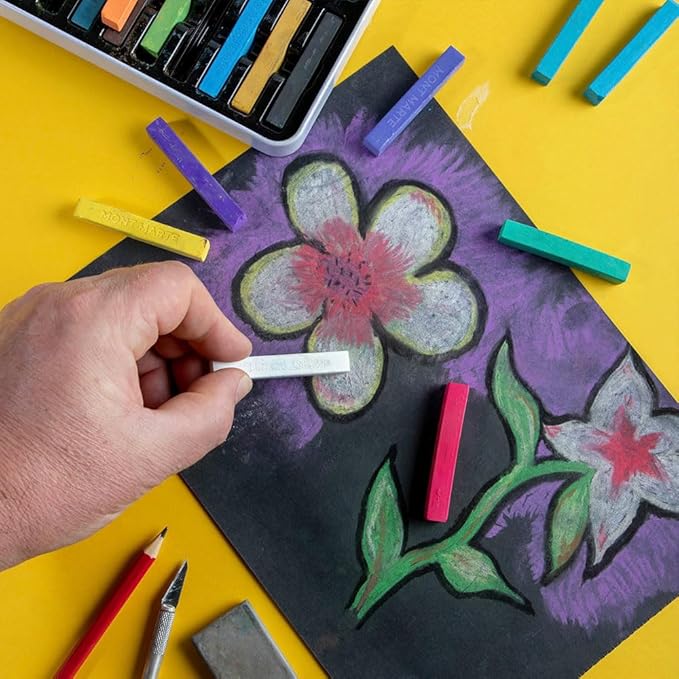 Mont Marte Soft Pastels Signature 72pc, Set of 72 Assorted Colored Pastel Sticks, Vibrant and Blendable, Ideal for Art, Craft, Drawing, Sketching