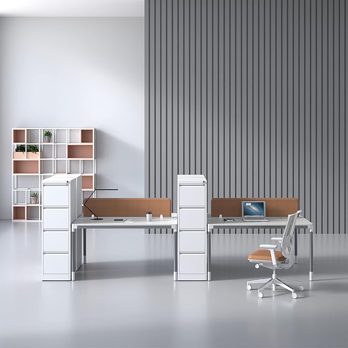 4 Drawer File Cabinet with Lock, Vertical File Cabinet with Lock, Locking File Cabinet Hanging Files for A4/ Legal/Letter,White