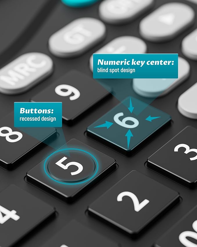 Lichamp Desk Calculators with Big Buttons and Large Display, Office Desktop Calculator Basic 12 Digit with Solar Power and AA Battery (Included), 10 Bulk Pack
