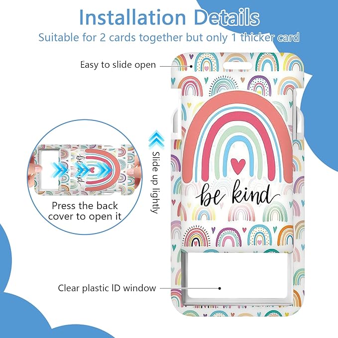 Be Kind Badge Holder Reel Lanyard,ID Card Badge Holder Retractable Name Tag Clips for Doctor Nurse Teacher Office Student Office Gift