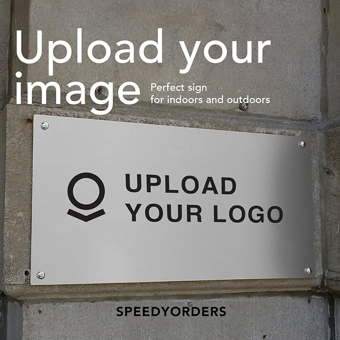 Custom Outdoor Metal Sign, Personalized Aluminum Safety and Business Sign, Waterproof White Aluminum (Logo, 24x18 In)