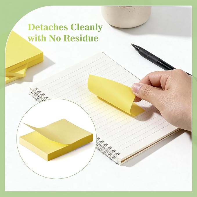 (40 Pads) Sticky Notes 1.5x2 in,Classic Yellow Post Self Stick Pad Its, Clean Removal Sticky Pads Bulk for Office, Home, School,Teachers, Meeting, Notebooks