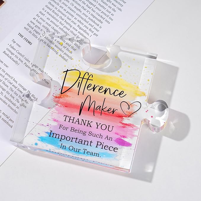 Difference Maker Gift Appreciation Gifts for Leader Boss Employee Coworker Teacher Staff Mentor Coach Manager Appreciation Thank You Gifts Coworker Gifts Office Gifts Retirement Gifts Acrylic Puzzle