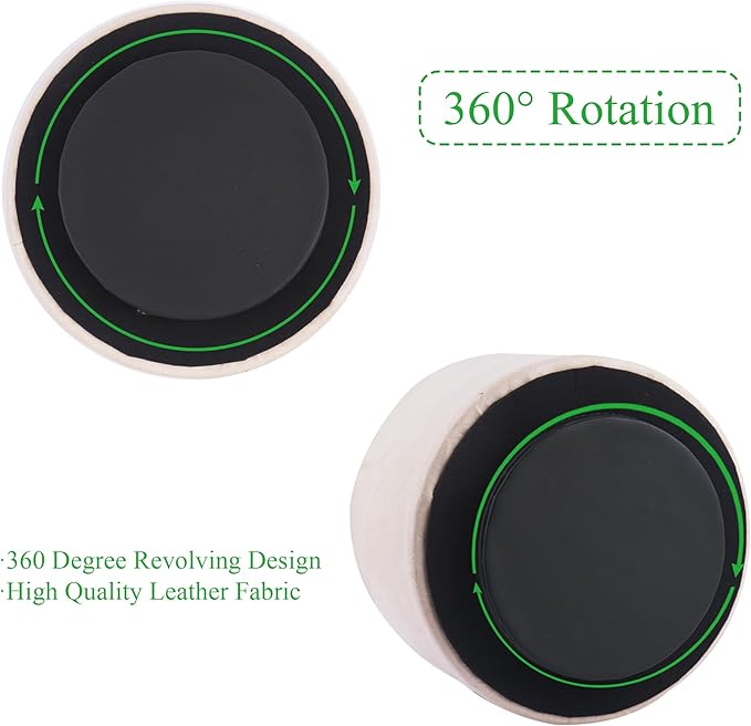 Hennaja Round Leather Art Supply Organizer,Remote Control Holder,360 Degree Spinning,Multi-Functional Pencil Holder,4 Compartments Desktop Stationary Organizer(1-Crazy White)