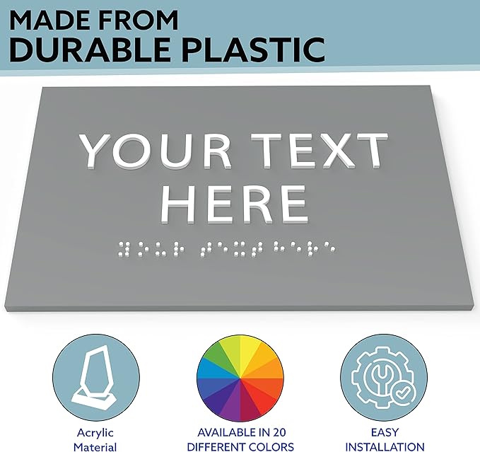 6" X4" Personalized Custom Sign- Tactile Graphics Grade 2 Braille Text | ADA Compliant Wall Mount Plastic Signs For Schools, Offices, Businesses, Apartments & Restaurants
