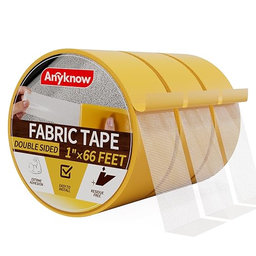 Heavy Duty Double Sided Mesh Tape - Professional Strong Hold Removable Tape for Rug, Carpet, Wall & Clothing, No Residue and No Damage Guaranteed (3 Rolls, 1" x 66FT)