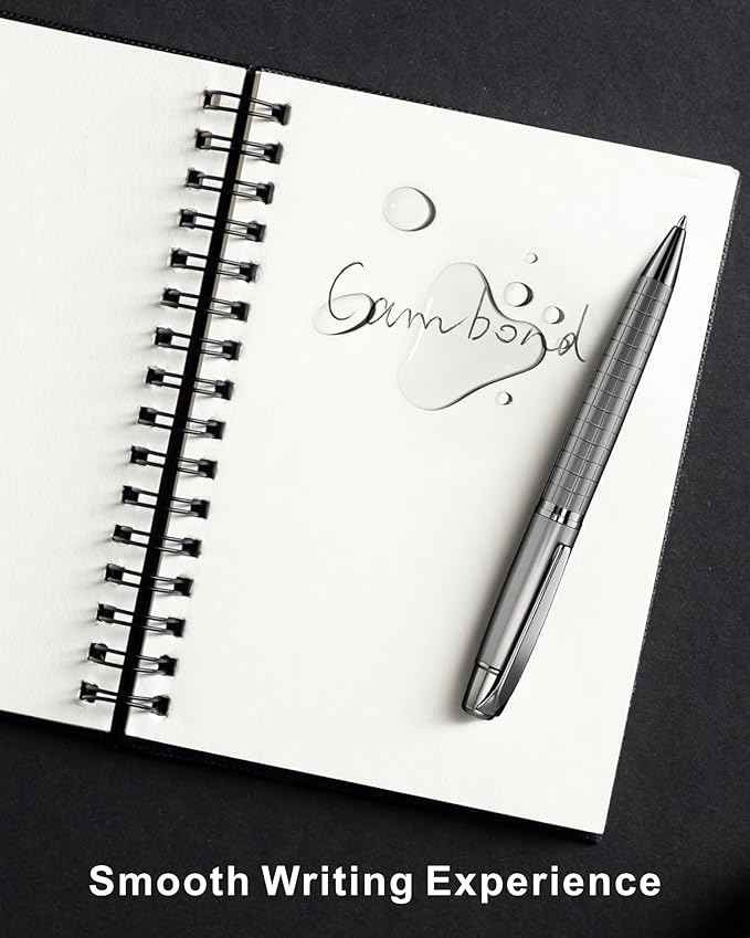 Cambond Ballpoint Pens Black Pens - Bulk Pens Metal Pen for Journaling Gift Business Men Police Flight Attendants 1.0 mm Medium Point Nice Pens, 3 Pens with 6 Refills (Gun Black)