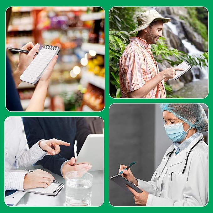 6 Pack Waterproof Notepad Pocket Notebook 3x5 All-Weather Small Pocket Notebook Waterproof Police Spiral Notepad Little Memo Notepads for Outdoor Travel Office School