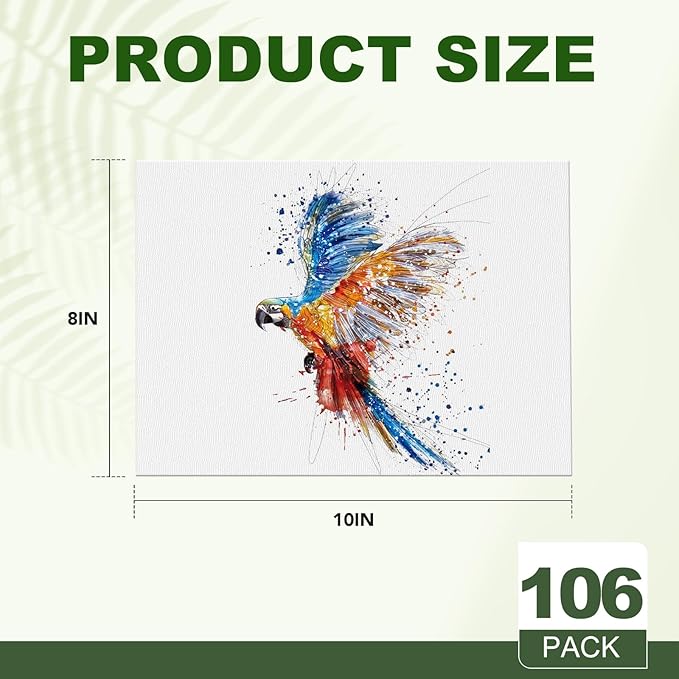 ESRICH 8x10 Canvas for Painting, 8x10 Inch Value Pack of 106, Canvas Boards for Painting, Painting Canvas for Adult & Kids-Cotton Primed Blank Canvas Panels for Oil, Watercolor, Acrylic, Tempera.