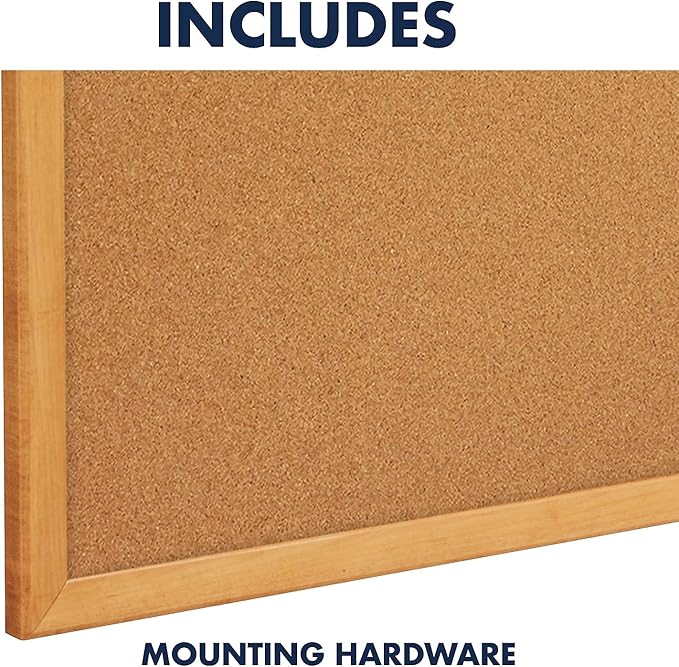 Quartet Cork Board, Bulletin Board, 5' x 3' Corkboard, Oak Finish Frame (305)