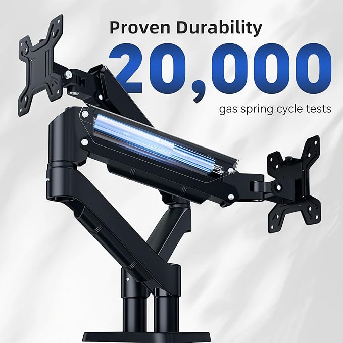 Dual Monitor Mount for Desk, Adjustable Monitor Desk Mount Swivel Vesa Bracket with C Clamp, Computer Monitor Arm Up to 32 Inches, Black