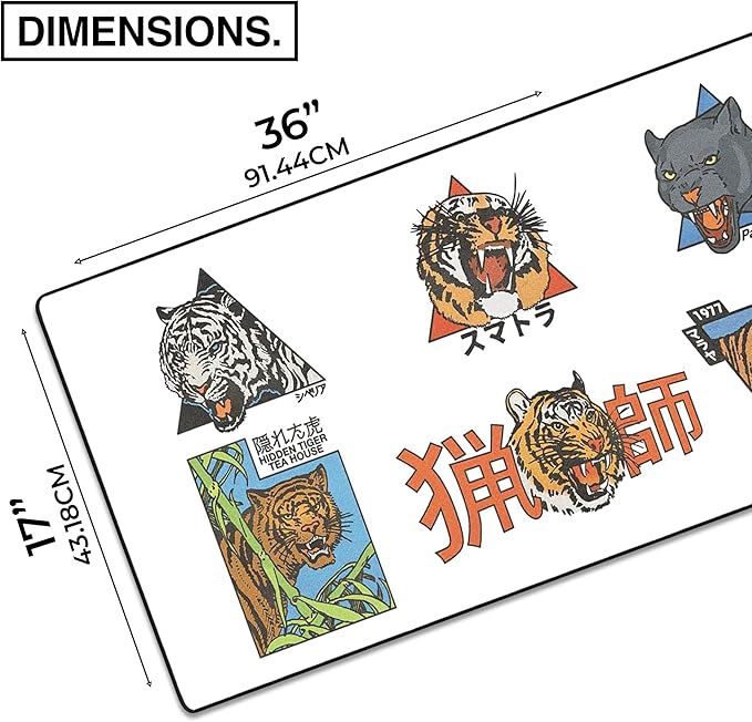 MPCO. OZGMX Large Gaming Desk Pad - 36" x 17" Aeroglyde Fabric Panthera Desk Mats - Non-Slip, Washable, Smooth Glide for Precision Gaming & Work