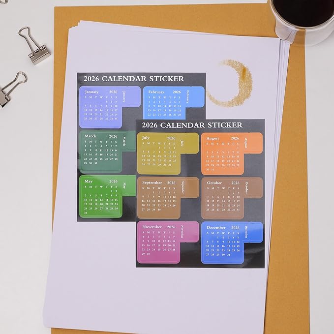NUOBESTY 2026 Calendar Stickers Monthly Index Tabs Planner Adhesive Divider 1-12 Month Labels Page Marker Weekly Planner Stickers Adhesive Notepad Indexes Sticker for Planners Notebook